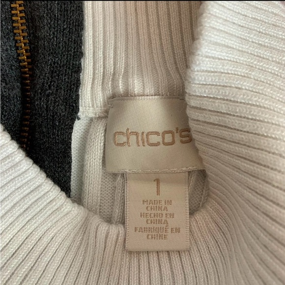 Chico’s Cold Shoulder Color Block Sweater Medium - Picture 4 of 7